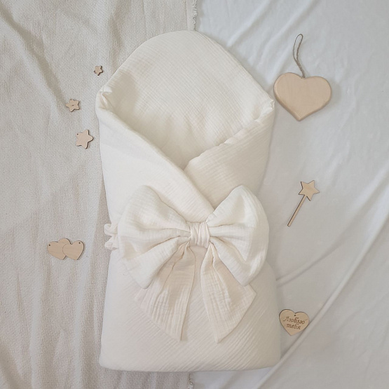 № 447 Комплект на выписку «Пломбирчик» , молочный муслин, лето