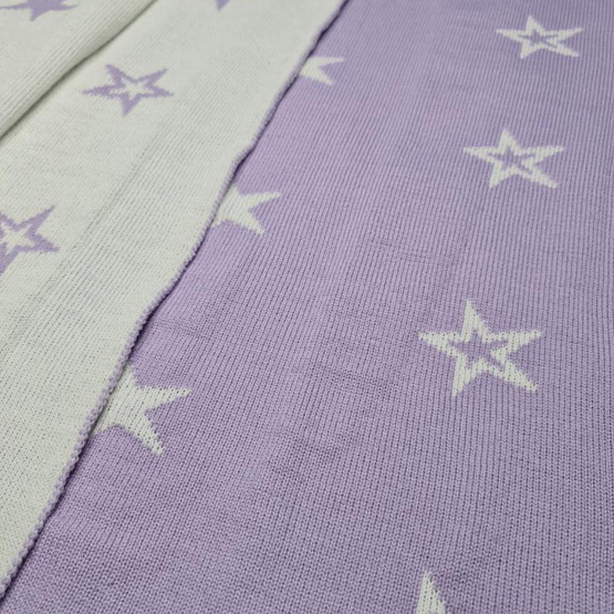 ПВ-41 Плед вязаный двухсторонний Звезда. Сирень