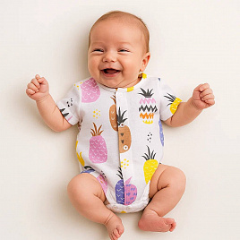 Д-33 Боди детское, муслин набивной,Ананасики
