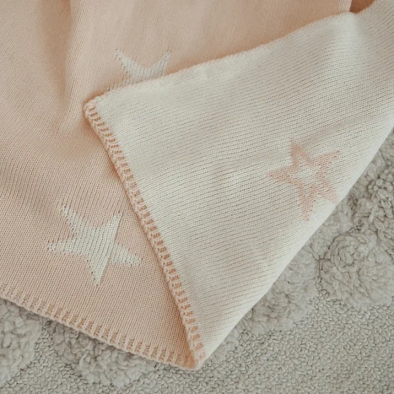 ПВ-41 Плед вязаный двухсторонний Звезда. Бежевый