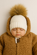 Б-298 Шапочка вязаная с помпоном 