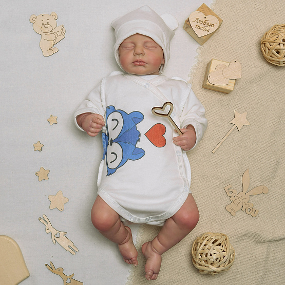 №Д-27 Боди длинный рукав на кнопках с принтом , рост 56