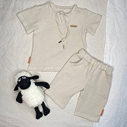 К-506 Костюм муслин, серый. Кофта + шорты