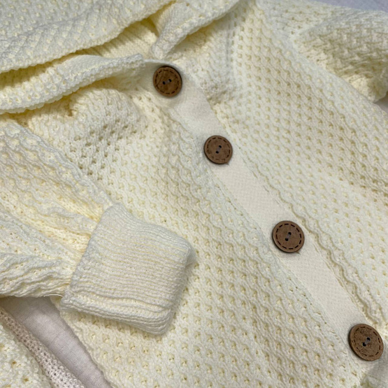 КВ-102 Вязаный комплект на выписку. Молочный