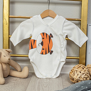 №Д-27 Боди длинный рукав на кнопках с принтом , рост 56