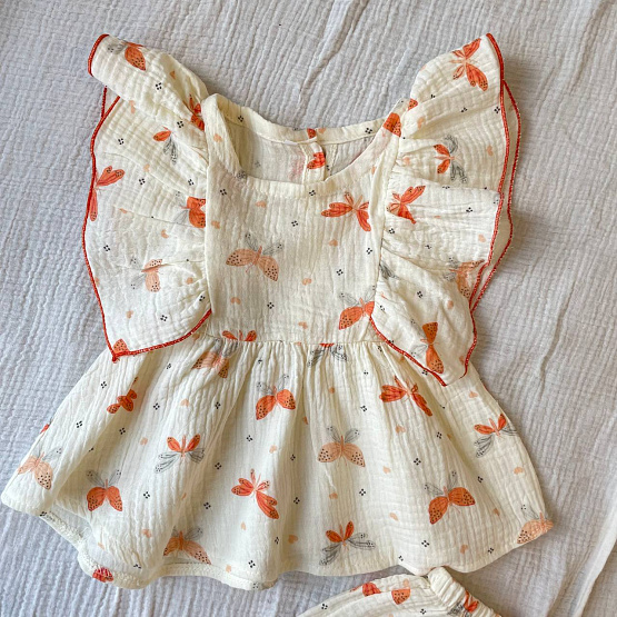 К-510 Костюм из муслина для девочки. Желтый