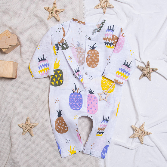 М-512 Комбинезон-слип из муслина, ананасы, рост 62