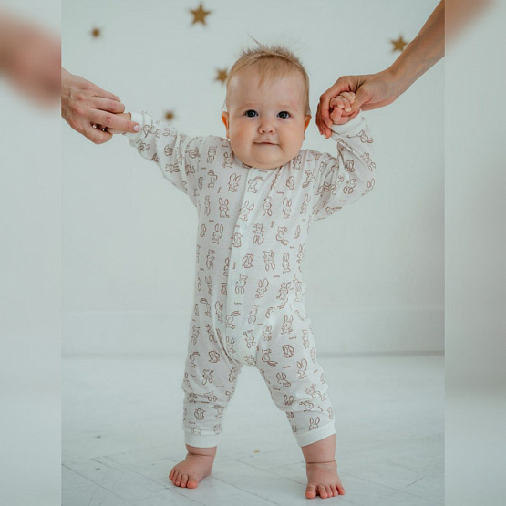 № М-426 Комбинезон детский на манжетах, кулирка, Динозавры, р.62,68,74,80