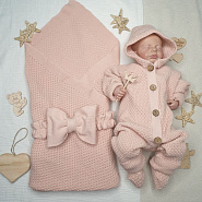 КВ-102 Вязанный комплект на выписку. Пудра