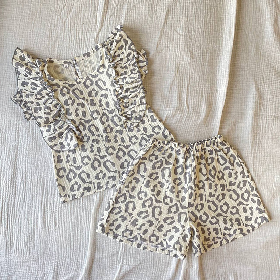 К-511 костюм из муслина «Леопард» серый