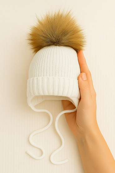 Б-298 Шапочка вязаная с помпоном 