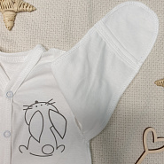 №М-466 Комбинезон-слип детский на кнопках с принтом, молочный, рост 56