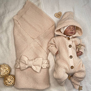 КВ-102 Вязаный комплект на выписку. Бежевый