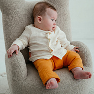 К-331 Костюм, штаны и рубашечка из муслина (горч.+мол.)