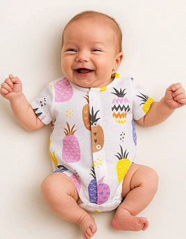 Д-33 Боди детское, муслин набивной,Ананасики