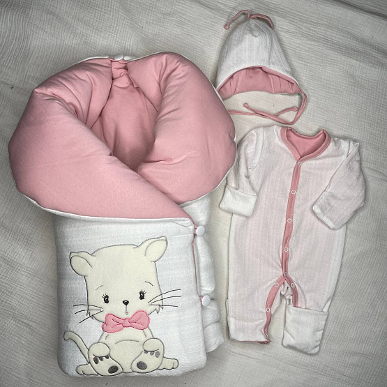 3. Эксклюзивный комплект на выписку. Деми. Котик. Розовый