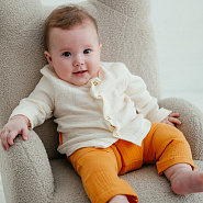 К-331 Костюм, штаны и рубашечка из муслина (горч.+мол.)